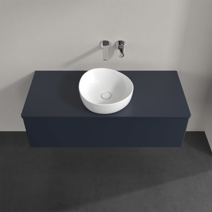 Villeroy & Boch Antao Waschbeckenunterschrank, 120 x 36 cm, 1 Auszug mit LED-Licht, Front ohne Struktur, ohne Hahnloch, für Waschtisch mittig