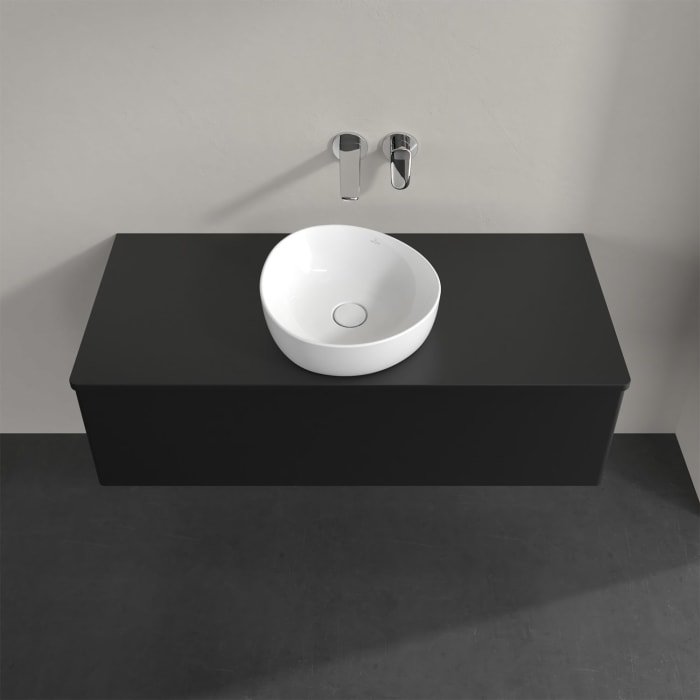 Villeroy & Boch Antao Waschbeckenunterschrank, 120 x 36 cm, 1 Auszug mit LED-Licht, Front ohne Struktur, ohne Hahnloch, für Waschtisch mittig