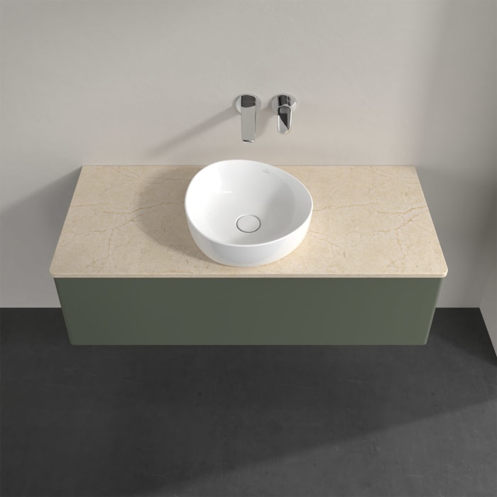 Villeroy & Boch Antao Waschbeckenunterschrank, 120 x 36 cm, 1 Auszug mit LED-Licht, Front ohne Struktur, ohne Hahnloch, für Waschtisch mittig