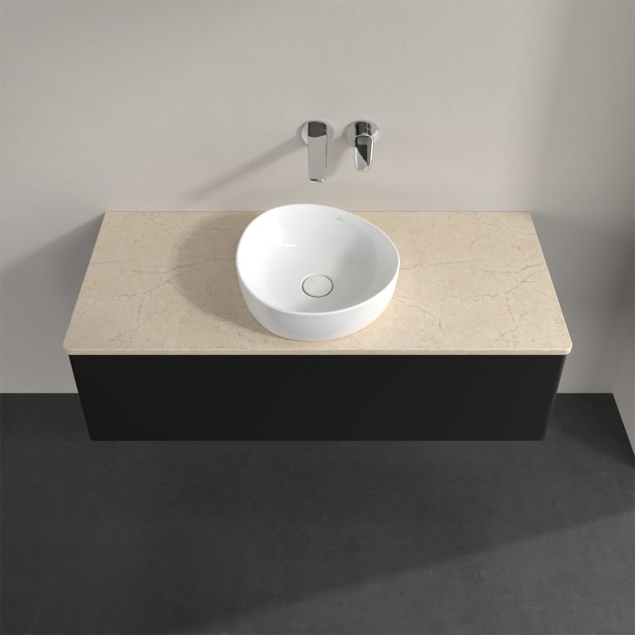 Villeroy & Boch Antao Waschbeckenunterschrank, 120 x 36 cm, 1 Auszug mit LED-Licht, Front ohne Struktur, ohne Hahnloch, für Waschtisch mittig