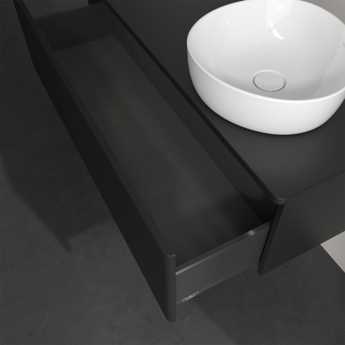 Villeroy & Boch Antao Waschbeckenunterschrank, 120 x 36 cm, 1 Auszug mit LED-Licht, Front mit Struktur, ohne Hahnloch, für Waschtisch rechts