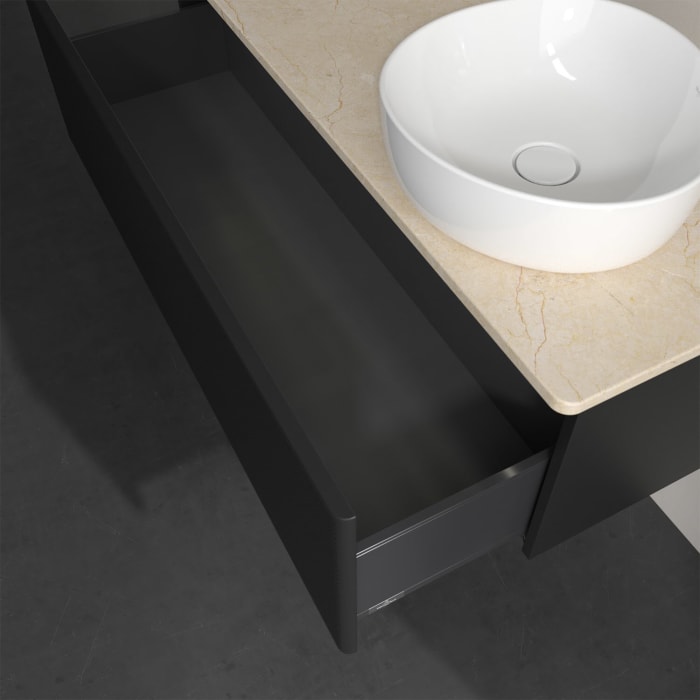 Villeroy & Boch Antao Waschbeckenunterschrank, 120 x 36 cm, 1 Auszug mit LED-Licht, Front mit Struktur, ohne Hahnloch, für Waschtisch rechts