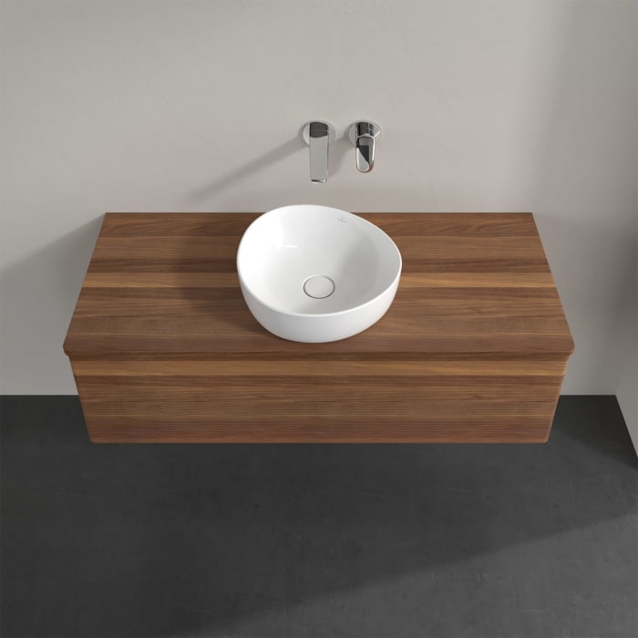 Villeroy & Boch Antao washbasin vanity unit, 120 x 36 cm, 1 drawer with LED light, front with structure, without tap hole, for washbasin in the middle