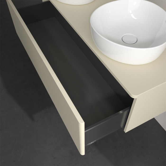 Villeroy & Boch Antao Waschbeckenunterschrank, 120 x 36 cm, 1 Auszug mit LED-Licht, Front ohne Struktur, ohne Hahnloch, für Waschtisch links und recht