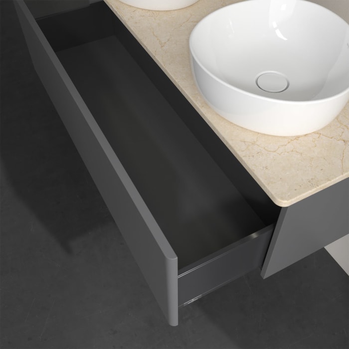 Villeroy & Boch Antao Waschbeckenunterschrank, 120 x 36 cm, 1 Auszug mit LED-Licht, Front ohne Struktur, ohne Hahnloch, für Waschtisch links und recht