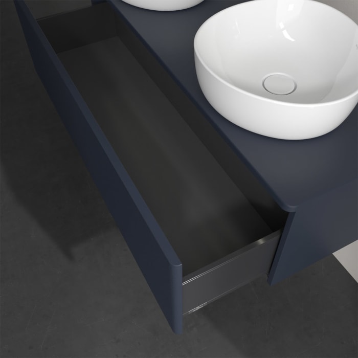 Villeroy & Boch Antao Waschbeckenunterschrank, 120 x 36 cm, 1 Auszug mit LED-Licht, Front mit Struktur, ohne Hahnloch, für Waschtisch links und rechts