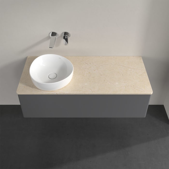 Villeroy & Boch Antao Waschbeckenunterschrank, 120 x 36 cm, 1 Auszug mit LED-Licht, Front ohne Struktur, ohne Hahnloch, für Waschtisch links