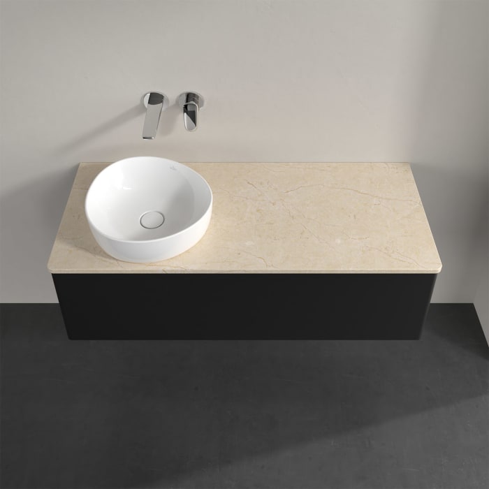 Villeroy & Boch Antao Waschbeckenunterschrank, 120 x 36 cm, 1 Auszug mit LED-Licht, Front ohne Struktur, ohne Hahnloch, für Waschtisch links