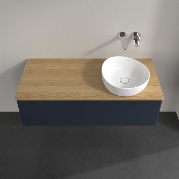 Villeroy & Boch Antao Waschbeckenunterschrank, 120 x 36 cm, 1 Auszug mit LED-Licht, Front ohne Struktur, ohne Hahnloch, für Waschtisch rechts