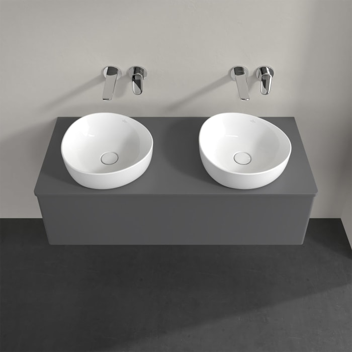 Villeroy & Boch Antao Waschbeckenunterschrank, 120 x 36 cm, 1 Auszug mit LED-Licht, Front ohne Struktur, ohne Hahnloch, für Waschtisch links und recht