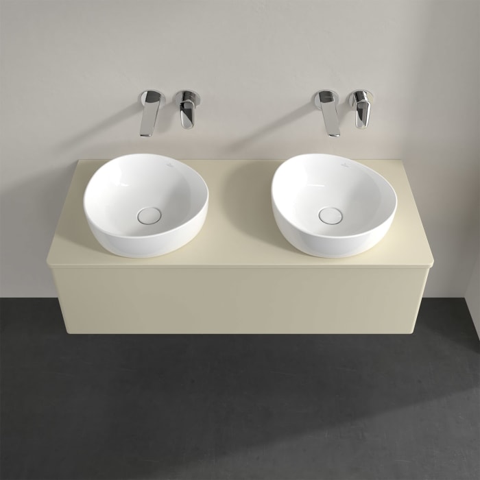 Villeroy & Boch Antao Waschbeckenunterschrank, 120 x 36 cm, 1 Auszug mit LED-Licht, Front ohne Struktur, ohne Hahnloch, für Waschtisch links und recht