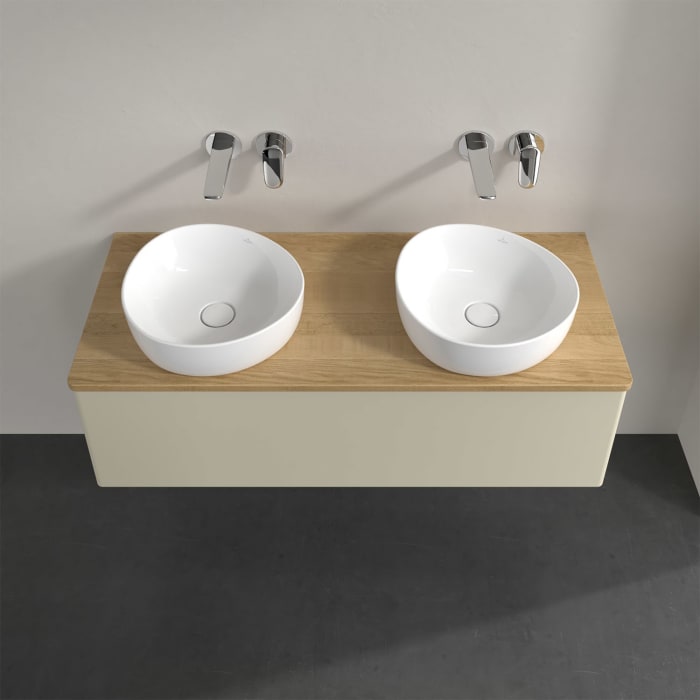 Villeroy & Boch Antao Waschbeckenunterschrank, 120 x 36 cm, 1 Auszug mit LED-Licht, Front ohne Struktur, ohne Hahnloch, für Waschtisch links und recht