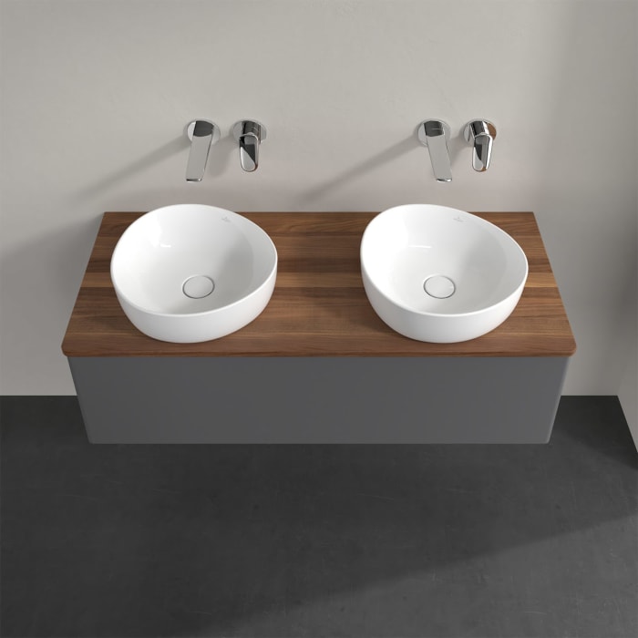 Villeroy & Boch Antao Waschbeckenunterschrank, 120 x 36 cm, 1 Auszug mit LED-Licht, Front ohne Struktur, ohne Hahnloch, für Waschtisch links und recht