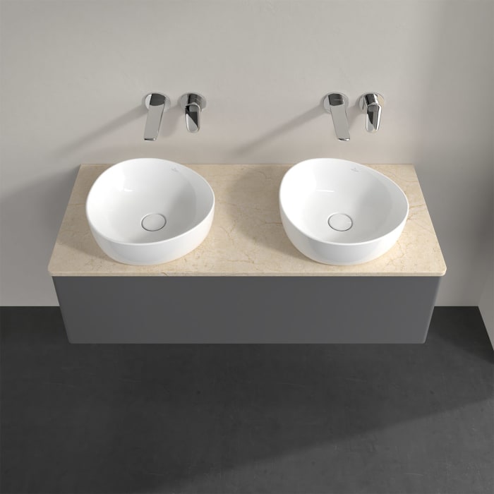 Villeroy & Boch Antao Waschbeckenunterschrank, 120 x 36 cm, 1 Auszug mit LED-Licht, Front ohne Struktur, ohne Hahnloch, für Waschtisch links und recht