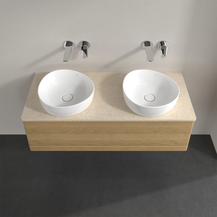 Villeroy & Boch Antao Waschbeckenunterschrank, 120 x 36 cm, 1 Auszug mit LED-Licht, Front ohne Struktur, ohne Hahnloch, für Waschtisch links und recht