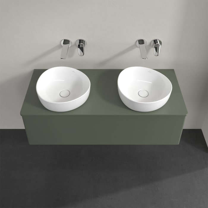 Villeroy & Boch Antao Waschbeckenunterschrank, 120 x 36 cm, 1 Auszug mit LED-Licht, Front ohne Struktur, mit Hahnloch, für Waschtisch links und rechts