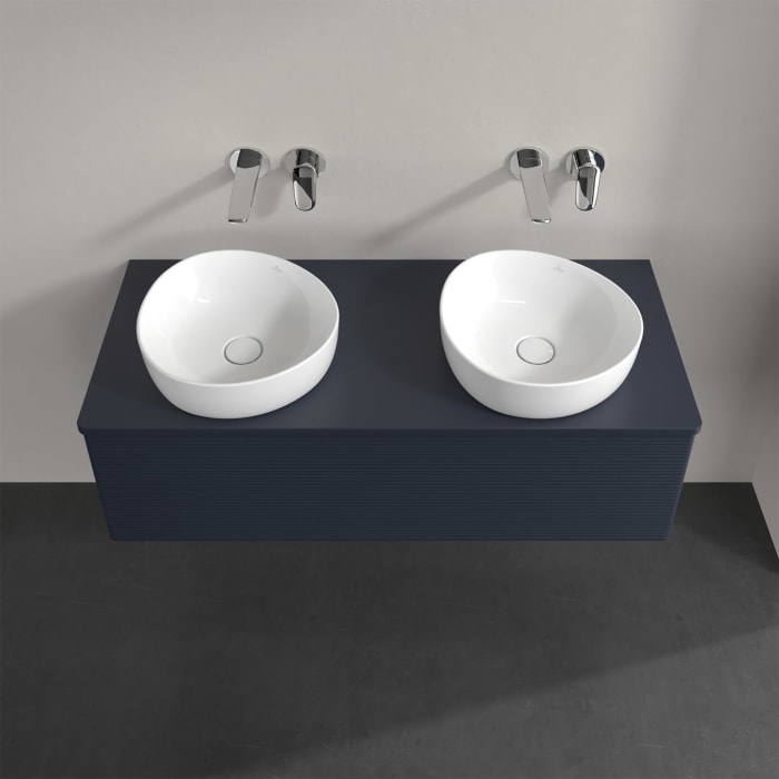 Villeroy & Boch Antao Waschbeckenunterschrank, 120 x 36 cm, 1 Auszug mit LED-Licht, Front mit Struktur, ohne Hahnloch, für Waschtisch links und rechts