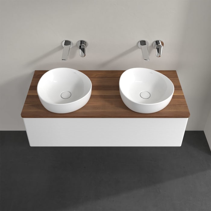 Villeroy & Boch Antao Waschbeckenunterschrank, 120 x 36 cm, 1 Auszug mit LED-Licht, Front mit Struktur, ohne Hahnloch, für Waschtisch links und rechts