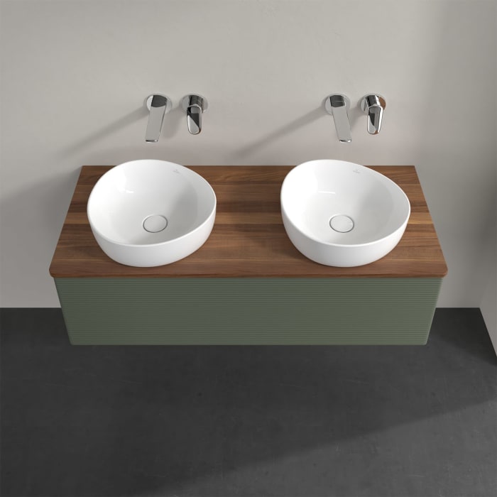 Villeroy & Boch Antao Waschbeckenunterschrank, 120 x 36 cm, 1 Auszug mit LED-Licht, Front mit Struktur, ohne Hahnloch, für Waschtisch links und rechts