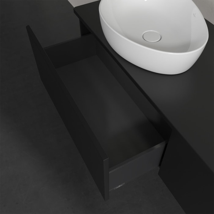 Villeroy & Boch Antao Waschbeckenunterschrank, 160 x 36 cm, 2 Auszüge mit LED-Licht, Front ohne Struktur, ohne Hahnloch, für Waschtisch links und rech