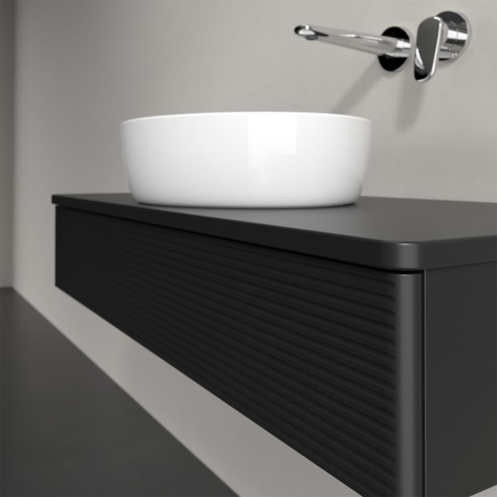 Villeroy & Boch Antao Waschbeckenunterschrank, 100 x 19 cm, 1 Auszug, Front mit Struktur, mit Hahnloch