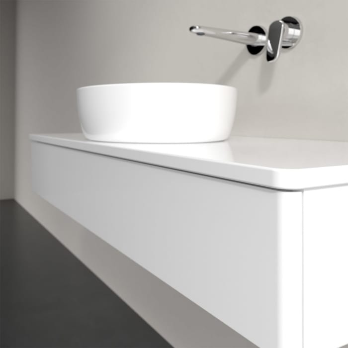 Villeroy & Boch Antao Waschbeckenunterschrank, 120 x 19 cm, 1 Auszug, Front ohne Struktur, mit Hahnloch, für Waschtisch mittig