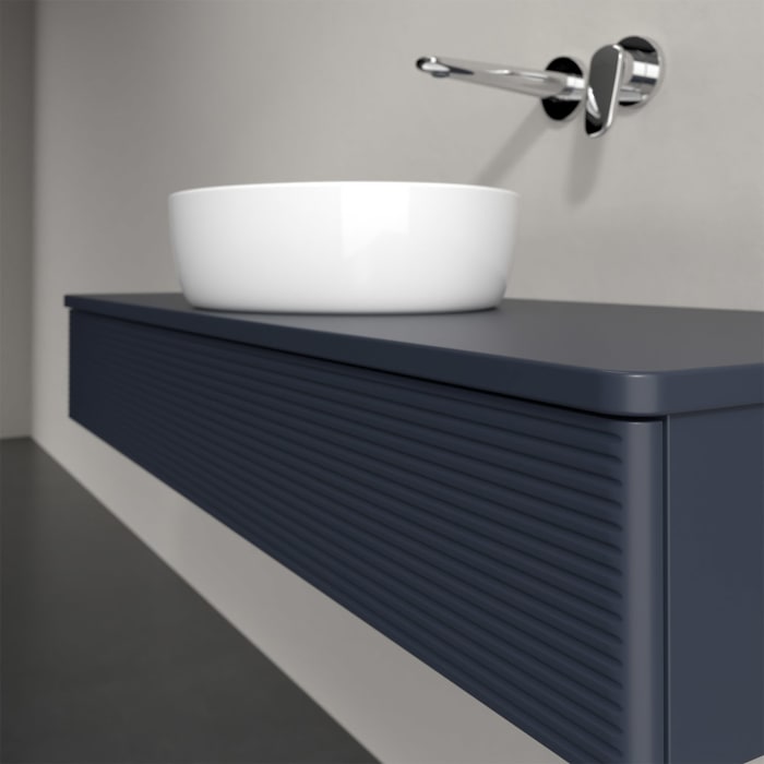 Villeroy & Boch Antao Waschbeckenunterschrank, 120 x 19 cm, 1 Auszug, Front mit Struktur, mit Hahnloch, für Waschtisch mittig