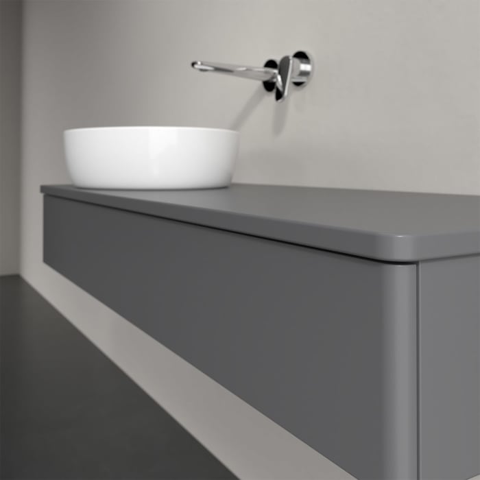 Villeroy & Boch Antao Waschbeckenunterschrank, 120 x 19 cm, 1 Auszug, Front ohne Struktur, mit Hahnloch, für Waschtisch links