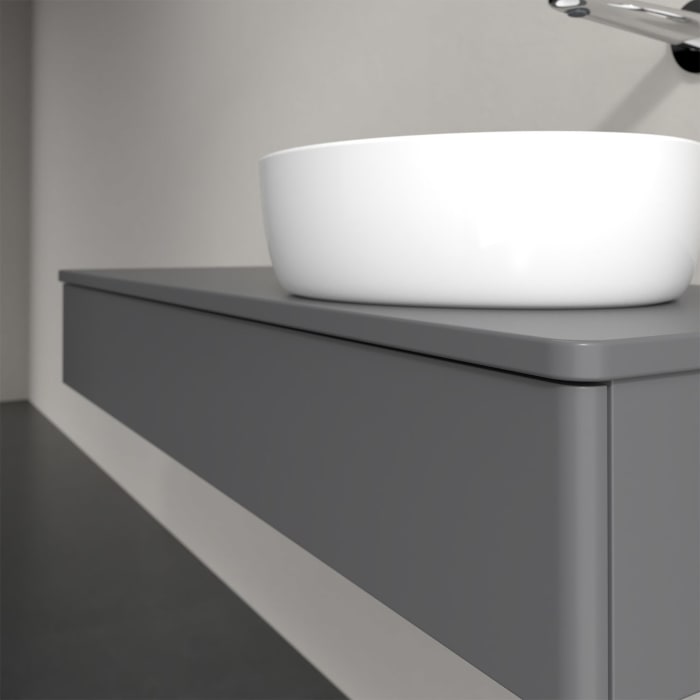 Villeroy & Boch Antao Waschbeckenunterschrank, 120 x 19 cm, 1 Auszug, Front ohne Struktur, mit Hahnloch, für Waschtisch rechts