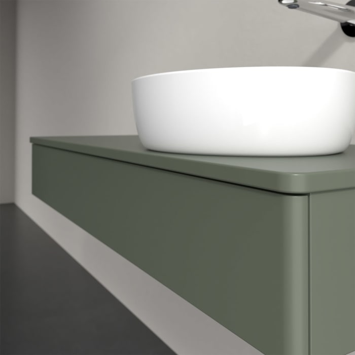 Villeroy & Boch Antao Waschbeckenunterschrank, 120 x 19 cm, 1 Auszug, Front ohne Struktur, mit Hahnloch, für Waschtisch rechts