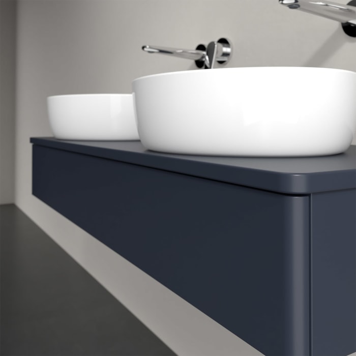 Villeroy & Boch Antao Waschbeckenunterschrank, 120 x 19 cm, 1 Auszug, Front ohne Struktur, mit Hahnloch, für Waschtisch links und rechts