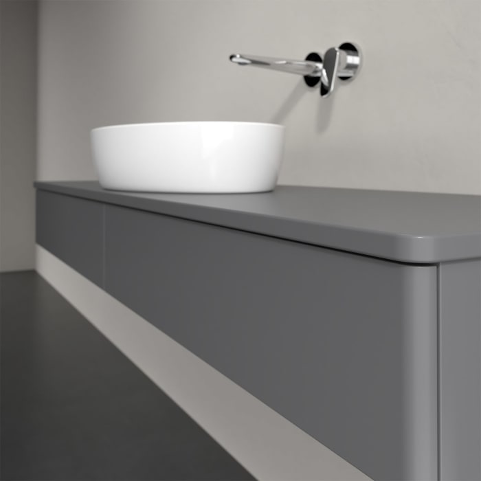 Villeroy & Boch Antao Waschbeckenunterschrank, 160 x 19 cm, 2 Auszüge, Front ohne Struktur, mit Hahnloch, für Waschtisch mittig