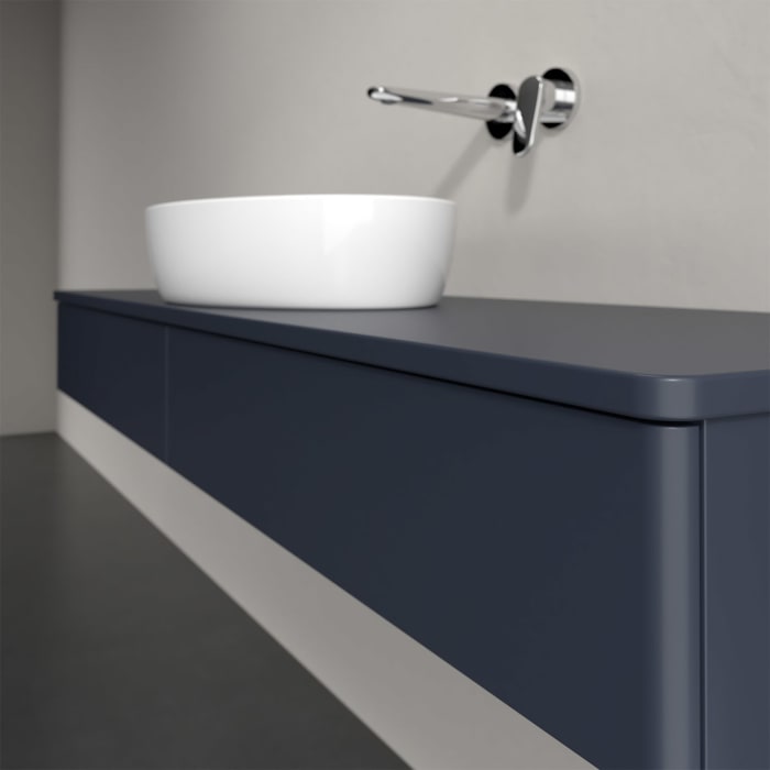 Villeroy & Boch Antao Waschbeckenunterschrank, 160 x 19 cm, 2 Auszüge, Front ohne Struktur, mit Hahnloch, für Waschtisch mittig