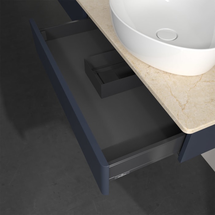 Villeroy & Boch Antao Waschbeckenunterschrank, 160 x 19 cm, 2 Auszüge, Front ohne Struktur, ohne Hahnloch, für Waschtisch links und rechts