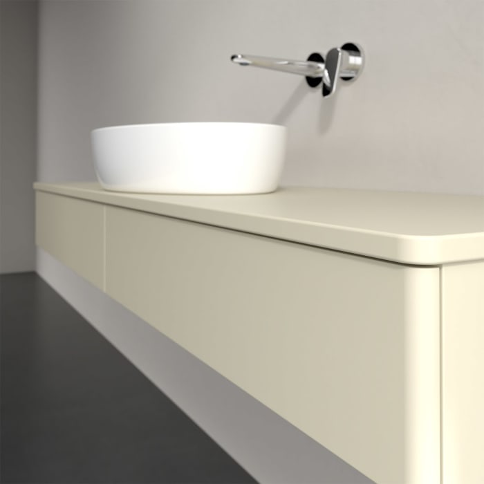 Villeroy & Boch Antao Waschbeckenunterschrank, 160 x 19 cm, 2 Auszüge, Front ohne Struktur, mit Hahnloch, für Waschtisch mittig