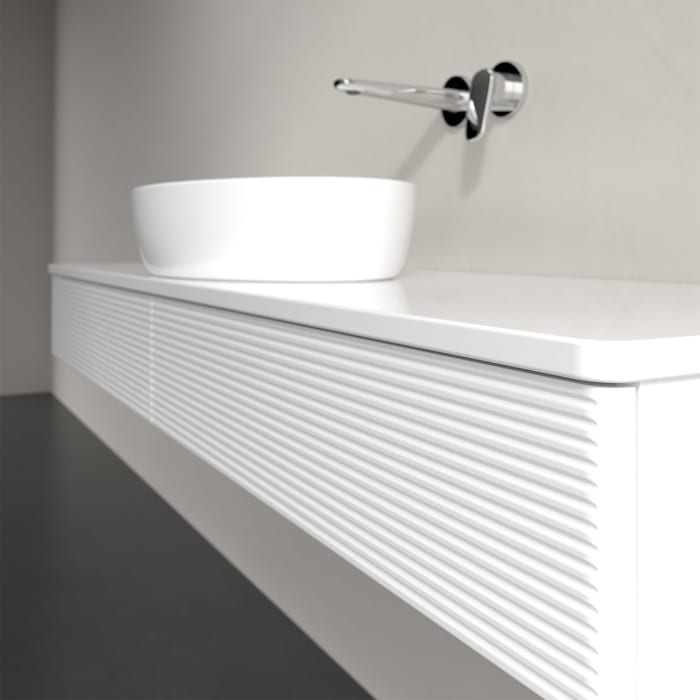 Villeroy & Boch Antao Waschbeckenunterschrank, 160 x 19 cm, 2 Auszüge, Front mit Struktur, mit Hahnloch, für Waschtisch mittig