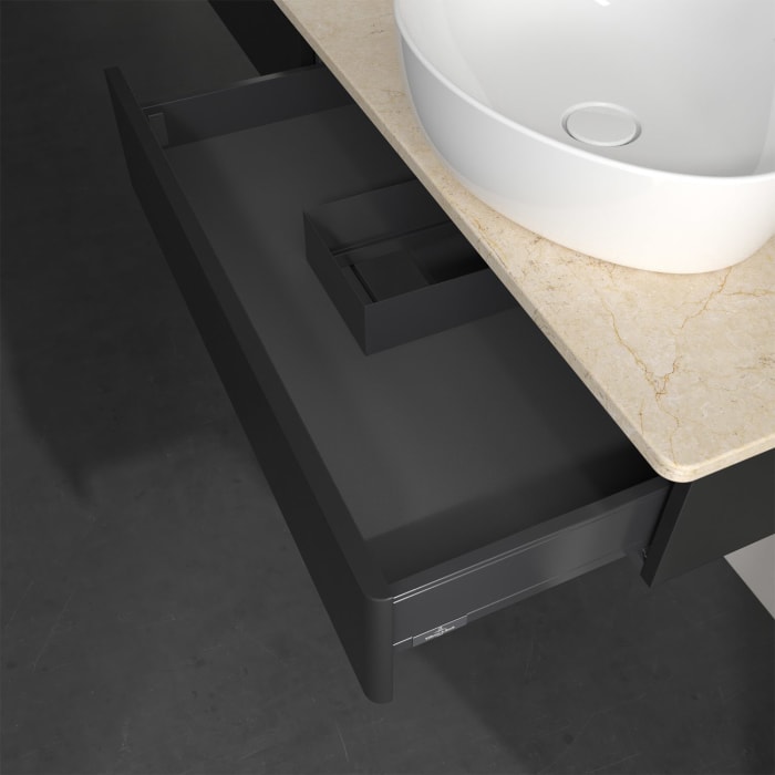 Villeroy & Boch Antao Waschbeckenunterschrank, 160 x 19 cm, 2 Auszüge, Front ohne Struktur, ohne Hahnloch, für Waschtisch links und rechts