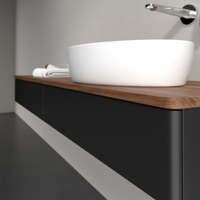 Villeroy & Boch Antao Waschbeckenunterschrank, 160 x 19 cm, 2 Auszüge, Front ohne Struktur, ohne Hahnloch, für Waschtisch rechts