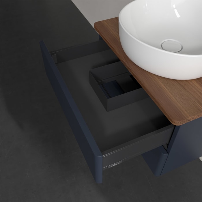 Villeroy & Boch Antao Waschbeckenunterschrank, 60 x 19 cm, 2 Auszüge, Fronten ohne Struktur, ohne Hahnloch