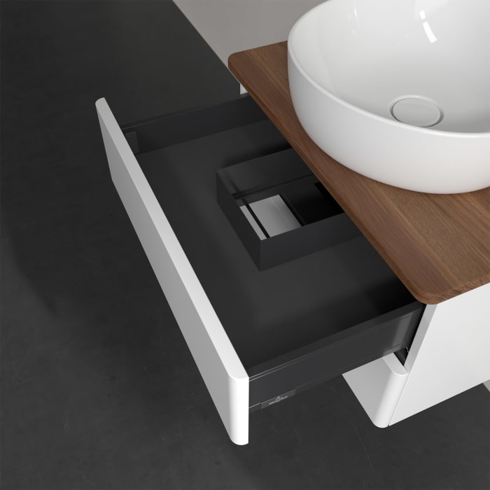 Villeroy & Boch Antao Waschbeckenunterschrank, 60 x 19 cm, 2 Auszüge, Fronten ohne Struktur, ohne Hahnloch