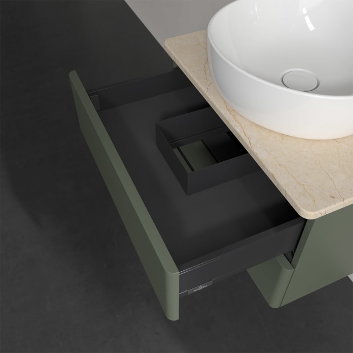 Villeroy & Boch Antao Waschbeckenunterschrank, 60 x 19 cm, 2 Auszüge, Fronten ohne Struktur, ohne Hahnloch