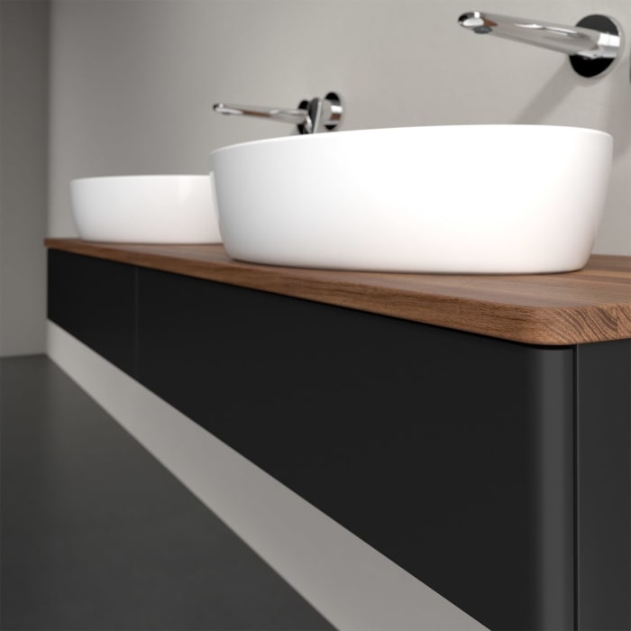 Villeroy & Boch Antao Waschbeckenunterschrank, 160 x 19 cm, 2 Auszüge, Front ohne Struktur, ohne Hahnloch, für Waschtisch links und rechts