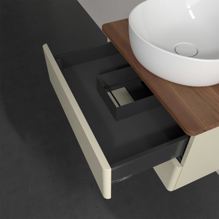 Villeroy & Boch Antao Waschbeckenunterschrank, 60 x 19 cm, 2 Auszüge, Fronten ohne Struktur, mit Hahnloch