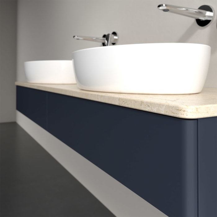 Villeroy & Boch Antao Waschbeckenunterschrank, 160 x 19 cm, 2 Auszüge, Front ohne Struktur, ohne Hahnloch, für Waschtisch links und rechts