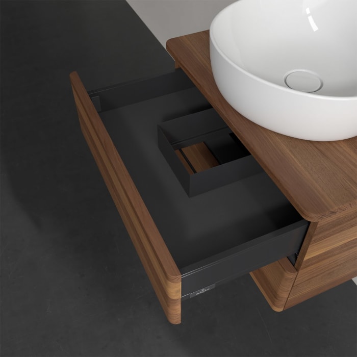 Villeroy & Boch Antao Waschbeckenunterschrank, 60 x 19 cm, 2 Auszüge, Fronten ohne Struktur, mit Hahnloch