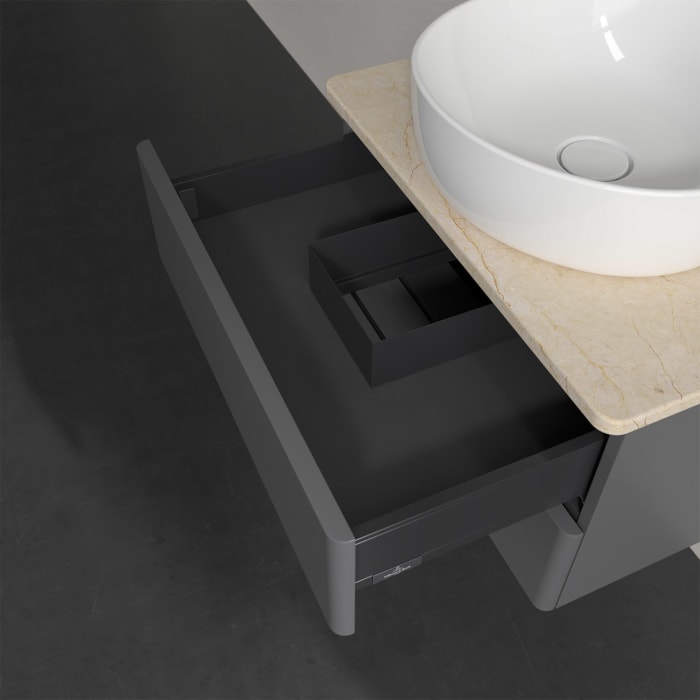 Villeroy & Boch Antao Waschbeckenunterschrank, 60 x 19 cm, 2 Auszüge, Fronten ohne Struktur, mit Hahnloch