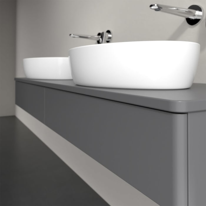 Villeroy & Boch Antao Waschbeckenunterschrank, 160 x 19 cm, 2 Auszüge, Front ohne Struktur, mit Hahnloch, für Waschtisch links und rechts