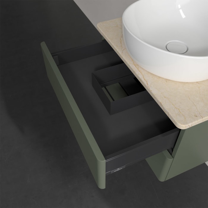 Villeroy & Boch Antao Waschbeckenunterschrank, 60 x 19 cm, 2 Auszüge, Fronten ohne Struktur, mit Hahnloch