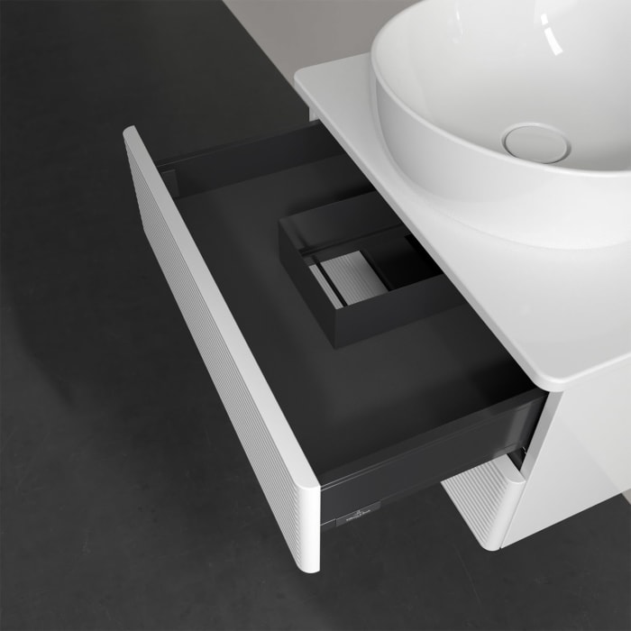 Villeroy & Boch Antao Waschbeckenunterschrank, 60 x 19 cm, 2 Auszüge, Fronten mit Struktur, ohne Hahnloch