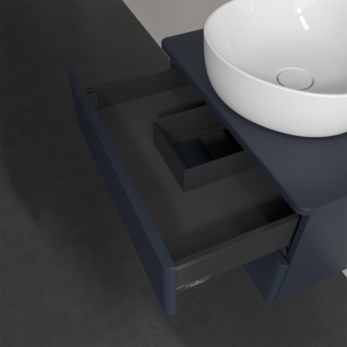 Villeroy & Boch Antao Waschbeckenunterschrank, 60 x 19 cm, 2 Auszüge, Fronten mit Struktur, ohne Hahnloch